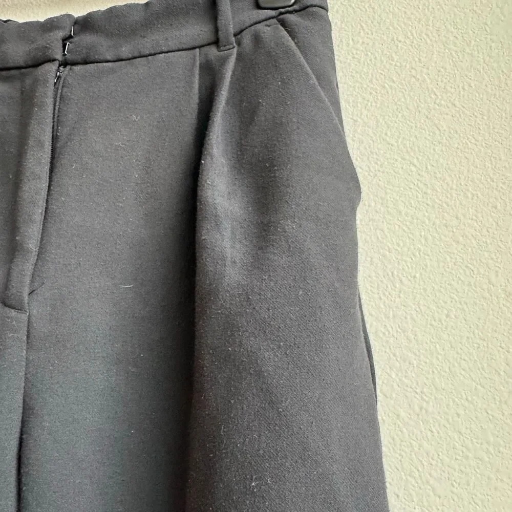 🟣$5/$25 Abercrombie & Fitch Black Wide Straight Leg Trouser Pants Size 27/4 LONG - Picture 3 of 11